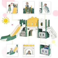 Bellemave Freestanding Castle Climber and Slide Set 6 in 1 with Basketball Hoop Bellemave