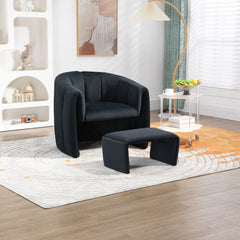 Bellemave® Upholstered Club Tub Round Arms Chair with Ottoman