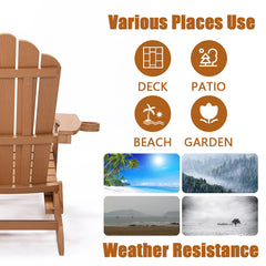 Bellemave® Oversized Folding Adirondack Chair with Pullout Ottoman with Cup Holder