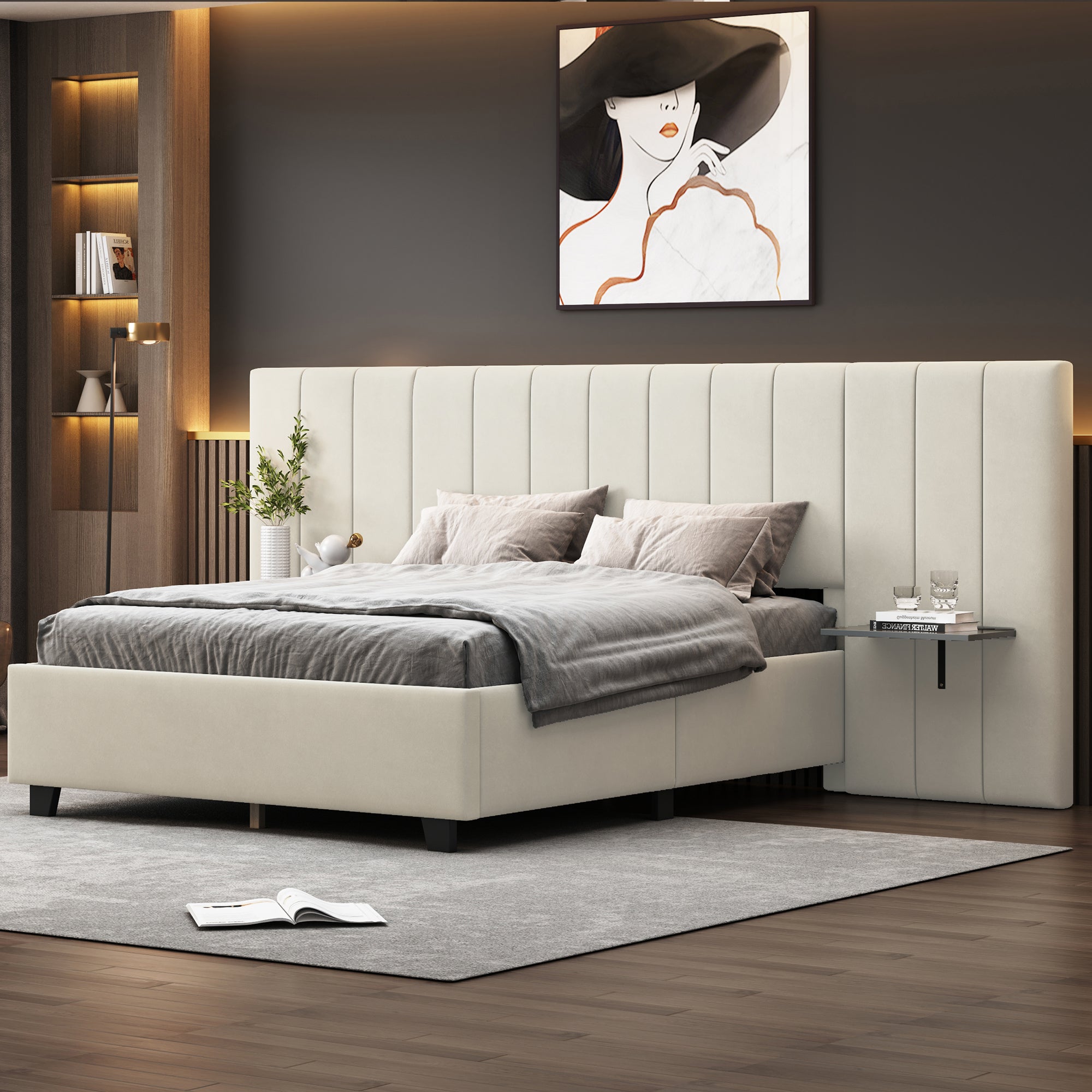 Bellemave® Velvet Upholstered Platform Bed with Big Headboard Bellemave®