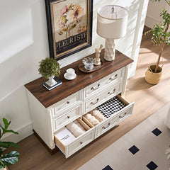 Bellemave® Farmhouse Style 6 Drawer Dresser Chest with Base