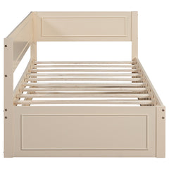 Bellemave® Twin Size Wood Daybed with Trundle and Guardrail