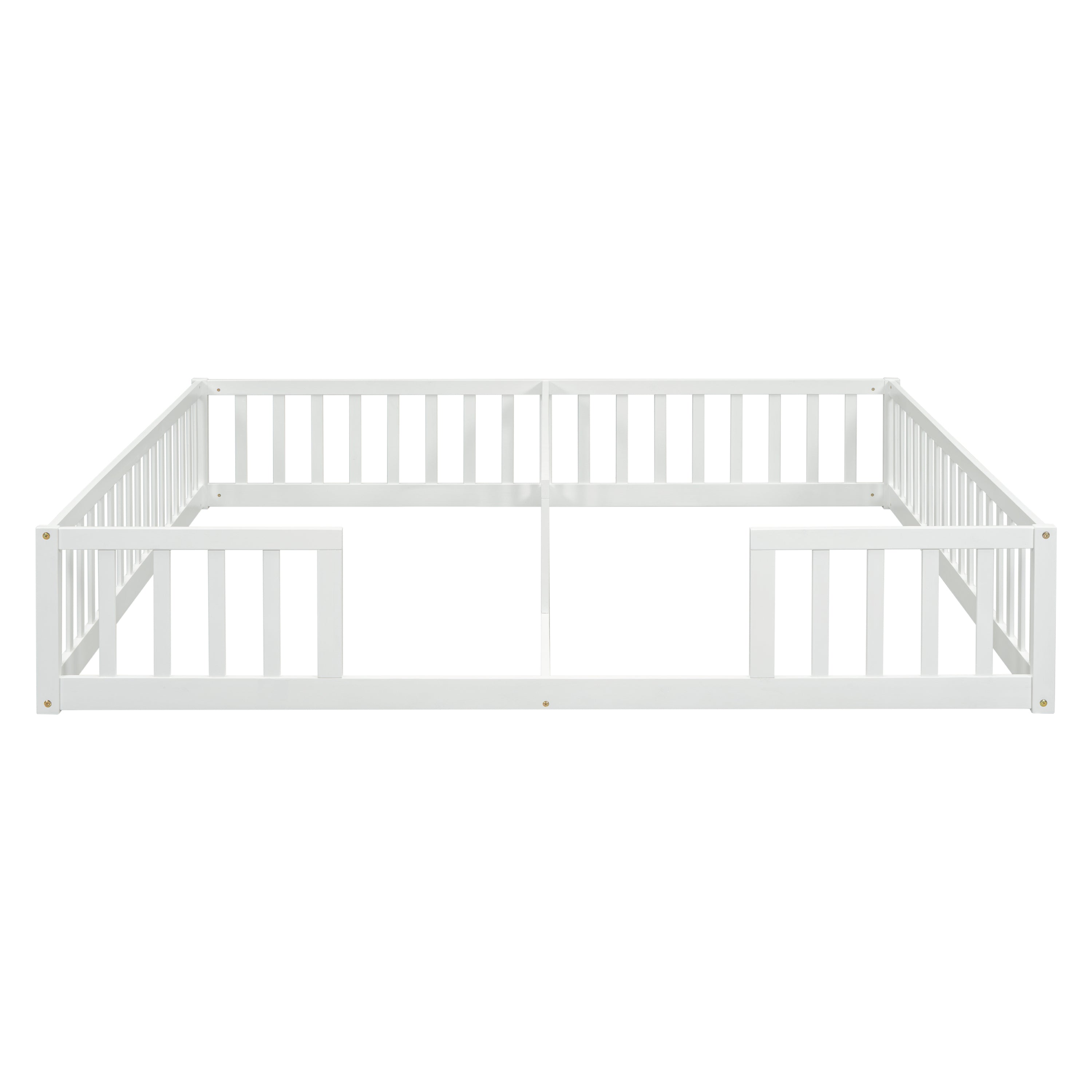 Bellemave® Twin Size Double Floor Bed with Fence, Guardrails, Without Door Bellemave®