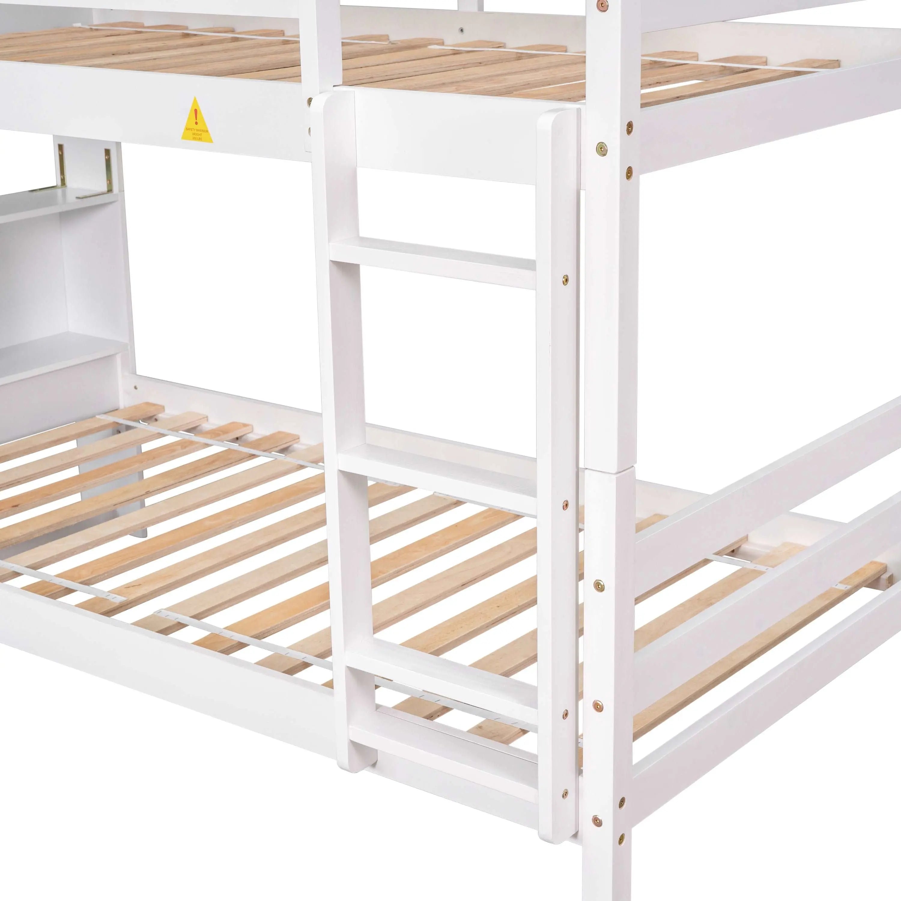 Bellemave® Bunk Bed with Bookcase Headboard