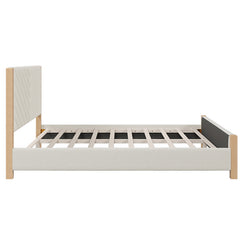 Bellemave® Queen Size Modern Mid-Century Upholstered Platform Bed with Tufted Headboard and Solid Wood Legs