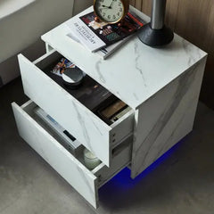 Bellemave Modern Nightstand with 2 Drawers and LED Strip Lights Bellemave