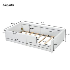 Bellemave® Twin Size Upholstered Platform Bed with Guardrail and Charging Station