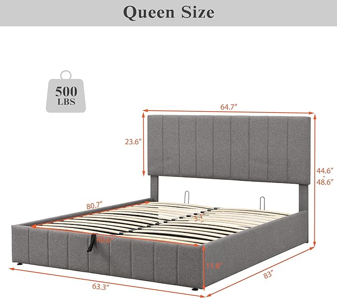Bellemave Upholstered Platform Bed with A Hydraulic Storage System