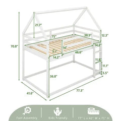 Bellemave® Twin Size  Floor HouseBunk Bed with Ladder Bellemave®