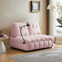 Bellemave® Modern Velvet Pull-Out Sofa Bed,Independently Removable Backrest, Have USB Port and Swivel Phone Stand