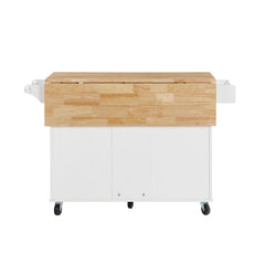 Bellemave® Kitchen Island with Drop Leaf Countertop, Storage Cabinet and Tower Rack