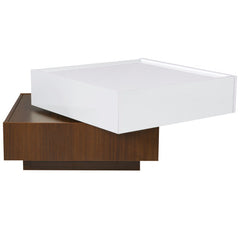 Bellemave® Square 360°Rotating Coffee Table with 2 Drawers