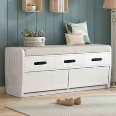 Bellemave® Storage Bench with 2 Drawers, Hidden Storage Space, and 3 False Drawers at the Top