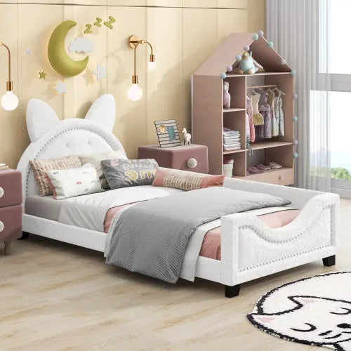 Bellemave Twin Size Upholstered Daybed with Carton Ears Shaped Headboard Bellemave