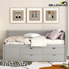 Bellemave® Wooden Daybed with Drawers and Shelves