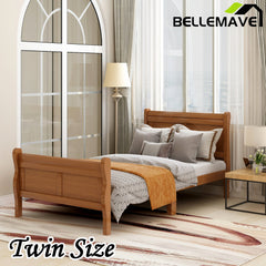 Bellemave® Wood Sleigh Platform Bed with Headboard，Footboard and Wood Slat Support