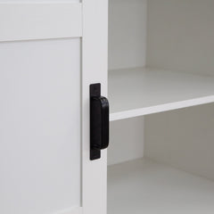 Bellemave® Modern Wardrobe with Hanging Rod and Barn Door ,Drawers  and Open Shelves