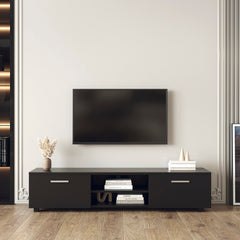 Bellemave® 70" Media Console Entertainment Center Television Table, 2 Storage Cabinet with Open Shelves