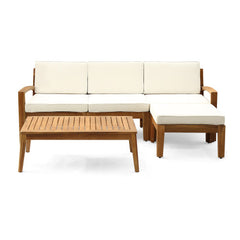 Bellemave® L-Shaped Acacia Wood Outdoor Sectional Sofa