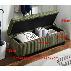 Bellemave® Fashion Corduroy Fabric Green Upholstered Large Storage Rectangular Bench