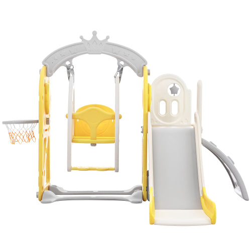 Bellemave Toddler Slide and Swing Set 5 in 1 with Basketball Hoop Freestanding Combination