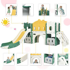 Bellemave Freestanding Castle Climber and Slide Set 6 in 1 with Basketball Hoop Bellemave