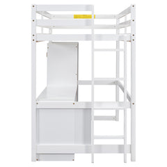 Bellemave® Loft Bed with Wardrobe, Desk and Storage Drawers