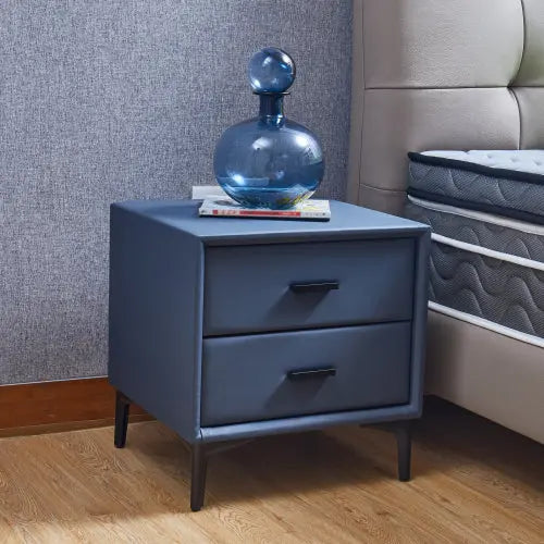 Bellemave Modern Nightstand with 2 Drawers,PU Leather and Hardware Legs Bellemave