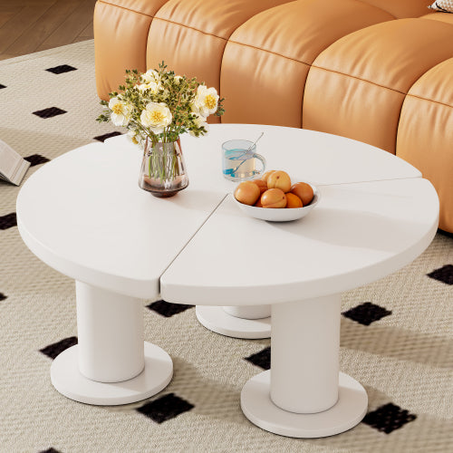 Bellemave® Easy Assembly Round Petal-Shaped Coffee Table with 3 Thick Legs and Sleek Round Edges