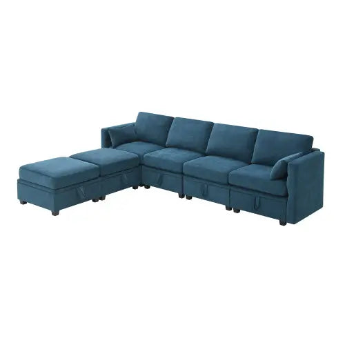 Bellemave 109" U-Shaped Chenille Modular Sectional Sofa with Adjustable Armrests,Backrests and Storage Seats Bellemave