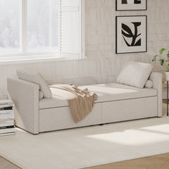 Bellemave® Modern Upholstered Chaise Lounge with Pillows and 2 Drawers, No Mattress Needed