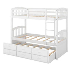 Bellemave® Twin Size Bunk Bed with Trundle Bed and 3 Drawers