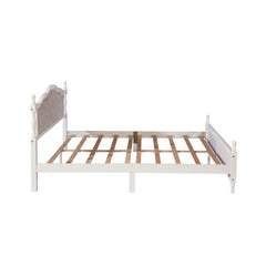 Bellemave® Queen Size Pine wooden Platform Bed with Upholstered Headboard and Panel Footboard