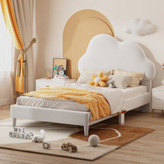 Bellemave® Velvet Upholstered Platform Bed with Cloud-Shape Headboard