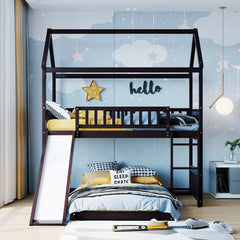 Bellemave® Twin Size Floor House Bunk Bed with Slide Bellemave®