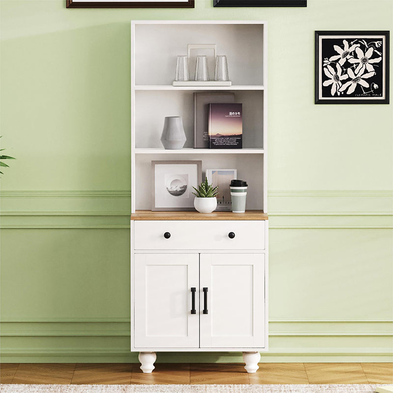 Bellemave® Farmhouse Storage Cabinet with 4 Solid Wood Gourd-Shaped Legs, Adjustable Shelves and Drawer