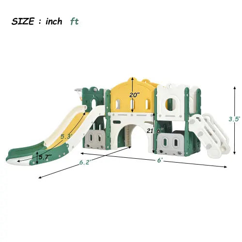 Bellemave Freestanding Castle Climber and Slide Set 6 in 1 with Basketball Hoop Bellemave