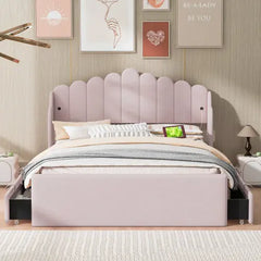 Bellemave® Upholstered Platform Bed with 4 Drawers and 2 USB Bellemave®