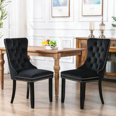 Bellemave® 2-Pcs Set Modern High-end Tufted Solid Wood Contemporary Velvet Upholstered Dining Chair with Wood Legs Nailhead Trim Bellemave®