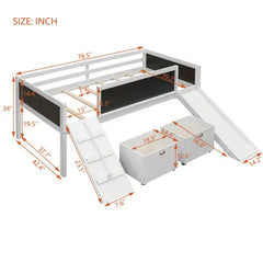 Bellemave® Twin Size Low Loft Bed with 2 Storage Boxes