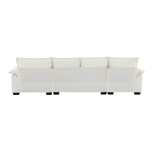 Bellemave® 118" Modern L-shaped Chenille Cloud Sofa with Double Seat Cushions