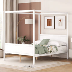 Bellemave® Queen Size Canopy Platform Bed with Headboard and Footboard,Slat Support Leg