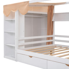 Bellemave® House Bed with Two Drawers and Wardrobe