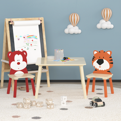 Bellemave® 3 Pieces Toddler Table and Chair Set(Bear&Tiger)