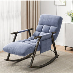 Bellemave® Casual Folding Upholstered Rocking Chair , Adjustable High Back and Foot Rest , with Side Pockets Placed