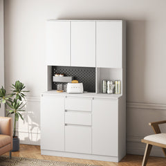 Bellemave® Modern 74" Kitchen Pantry Cabinet with Charging Station and 2 Drawer