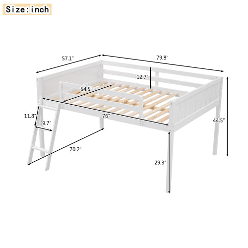 Bellemave® Wood Low Loft Bed with Ladder, Ladder Can Be Placed On the Left or Right Bellemave®
