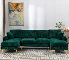 Bellemave 114" U-Shape Sectional Sofa, Mid Century Modern Couch with Chaise and Ottoman Bellemave
