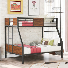 Bellemave® Twin Over Full Modern Metal Bunk Bed with Safety Rail and Built-In Ladder