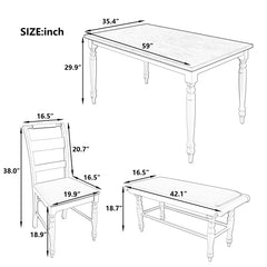 Bellemave® 6-Piece Dining Set with Kitchen Table,Upholstered Dining Chairs and Bench